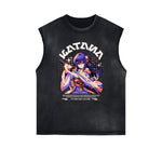Washed Thick Anime Pattern Tank Top