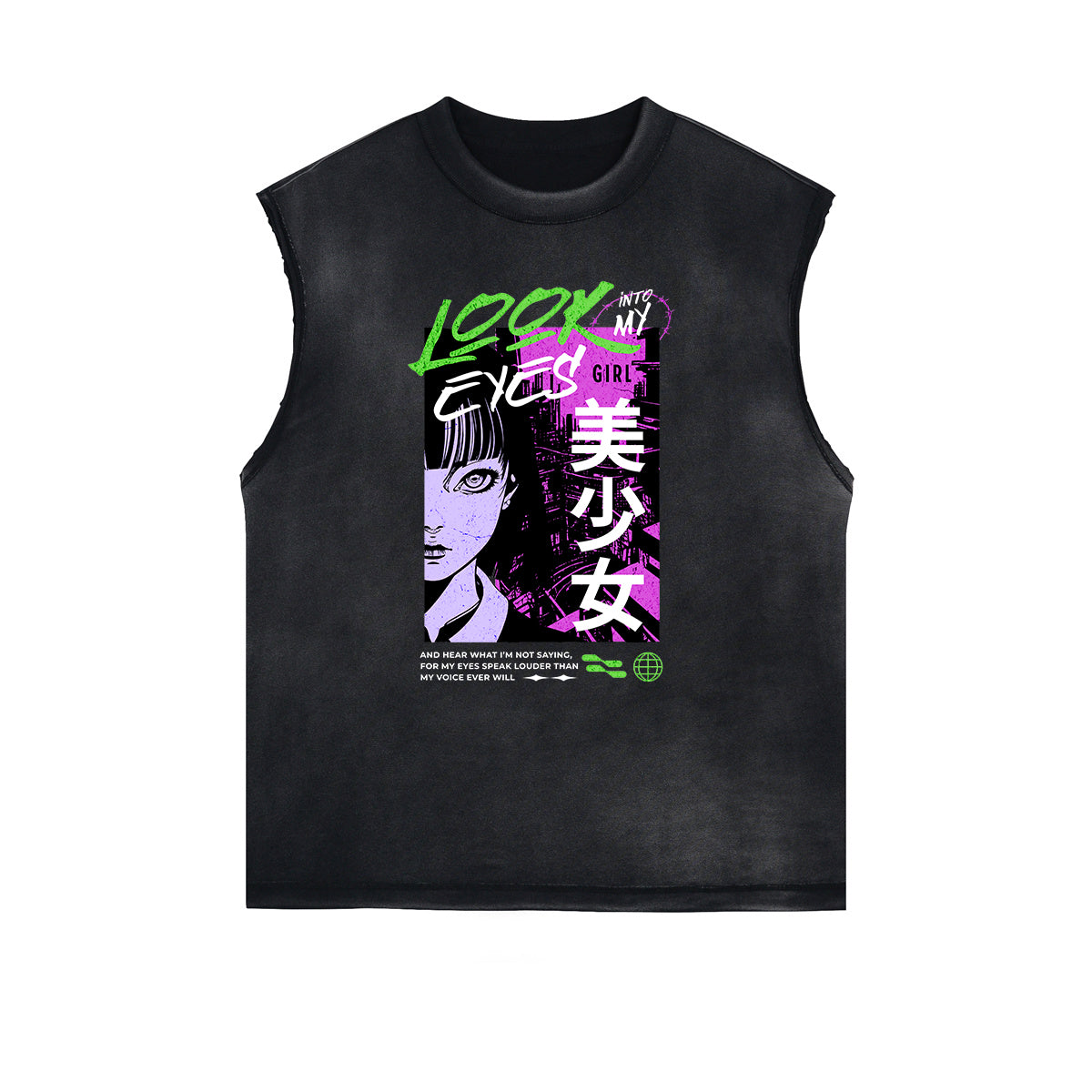 Washed Thick Anime Pattern Tank Top