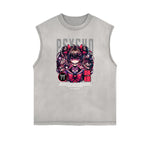 Washed Faded Y2K Anime Pattern Tank Top