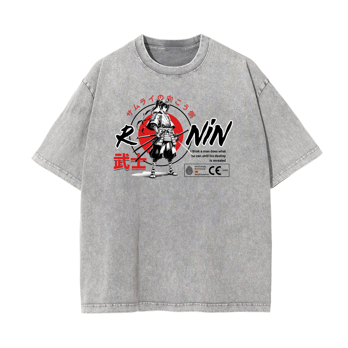 Camiseta con estampado de anime Y2K desteñido y lavado