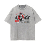 Camiseta con estampado de anime Y2K desteñido y lavado