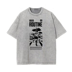 Camiseta con estampado de anime Y2K desteñido y lavado