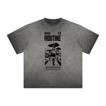 Camiseta con gráfico de anime Y2K desgastado y descolorido