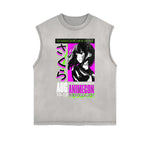 Washed Faded Y2K Anime Pattern Tank Top