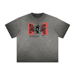 Camiseta con gráfico de anime Y2K desgastado y descolorido