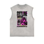Washed Faded Y2K Anime Pattern Tank Top