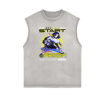 Washed Faded Y2K Anime Pattern Tank Top