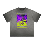 Camiseta con gráfico de anime Y2K desgastado y descolorido