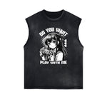 Sleeveless Y2K Anime Streetwear Graphic Tee