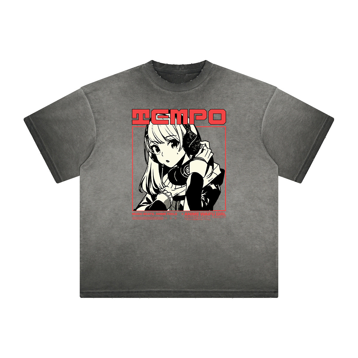 Distressed Anime Character Print Tee