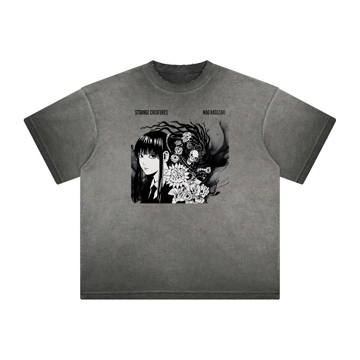 Distressed Anime Character Print Tee