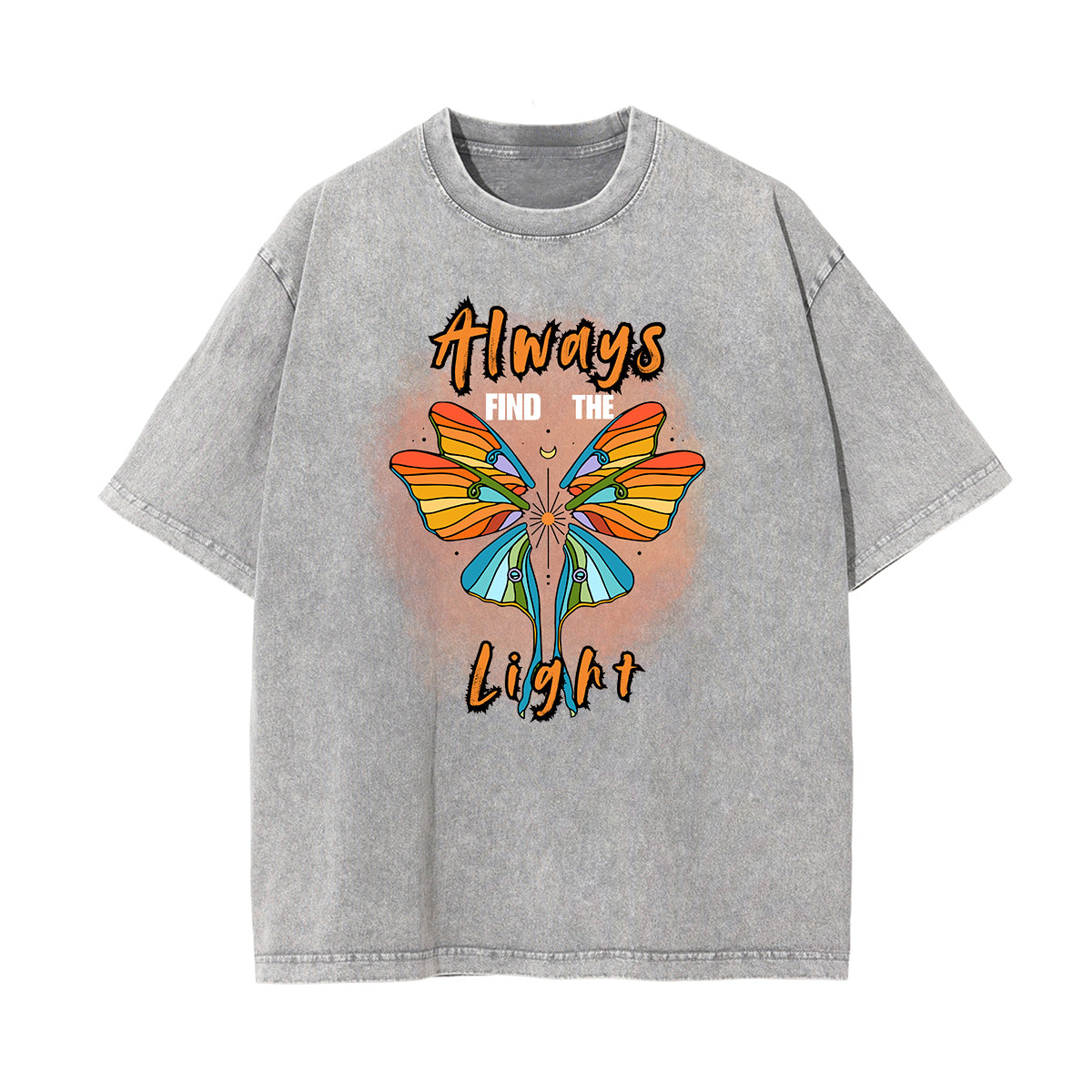Camiseta con estampado de mariposa descolorida y lavada