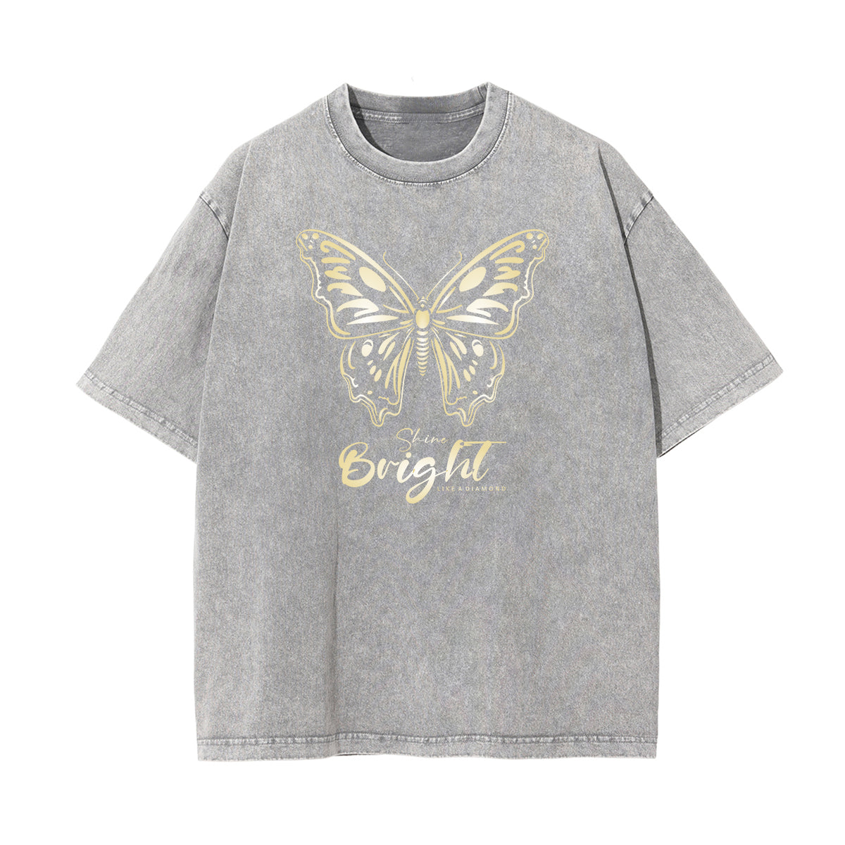 Camiseta con estampado de mariposa descolorida y lavada