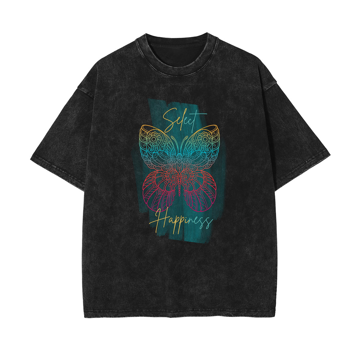 Stone Wash Butterfly Pattern Tee
