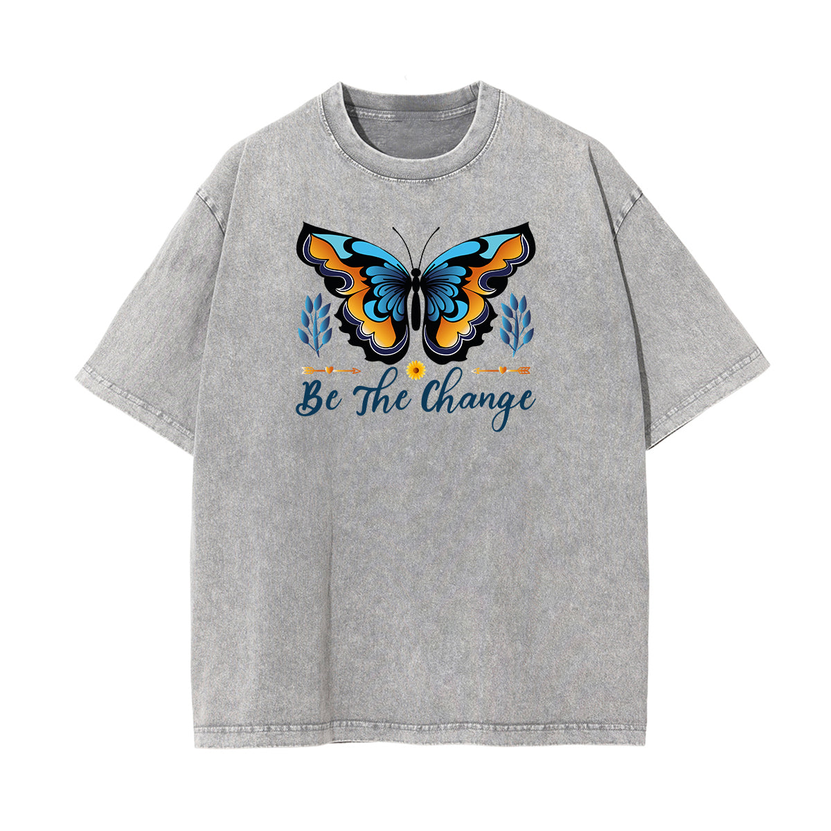 Camiseta con estampado de mariposa descolorida y lavada