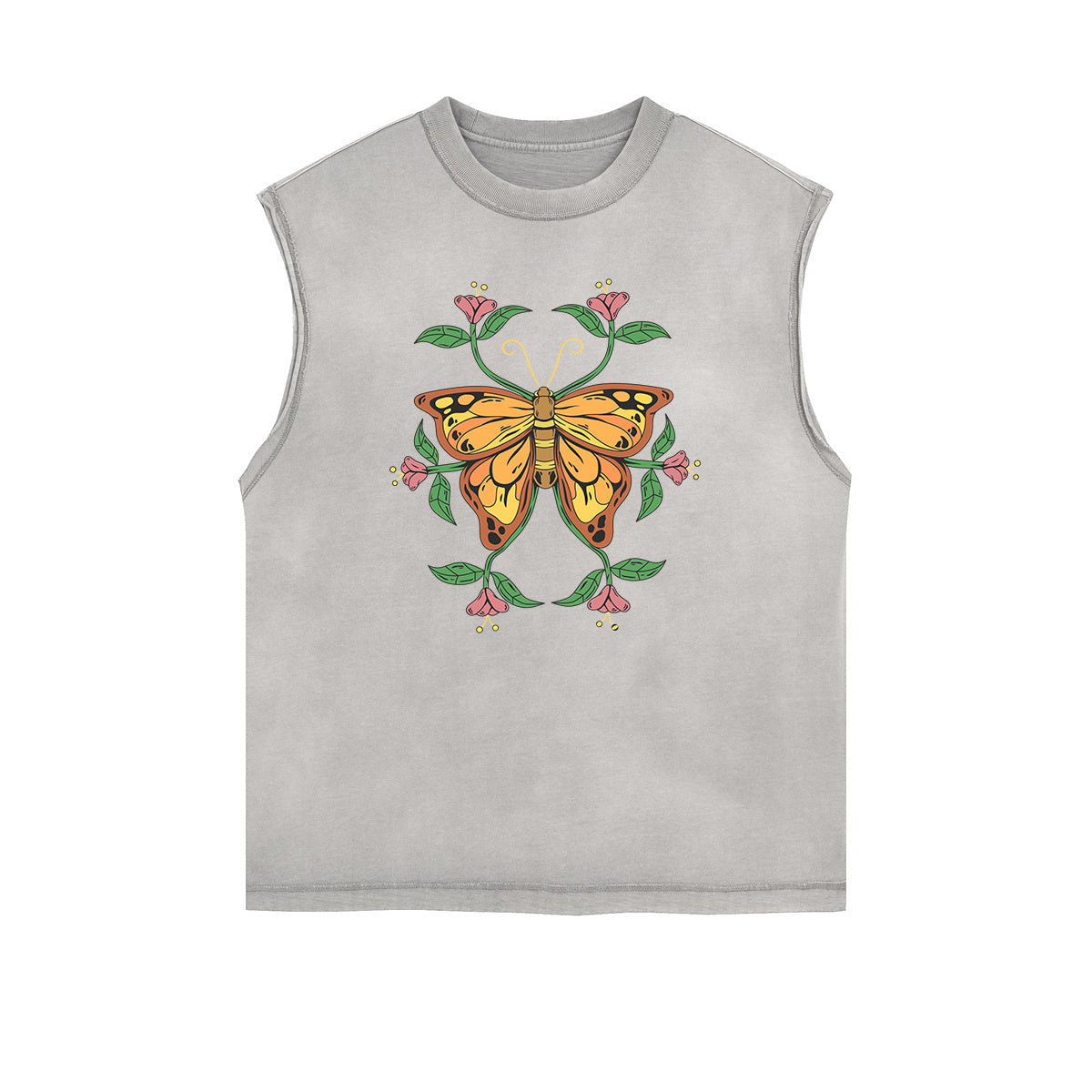 Faded Butterfly Pattern Tank Top