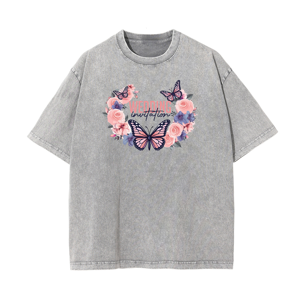 Camiseta con estampado de mariposa descolorida y lavada