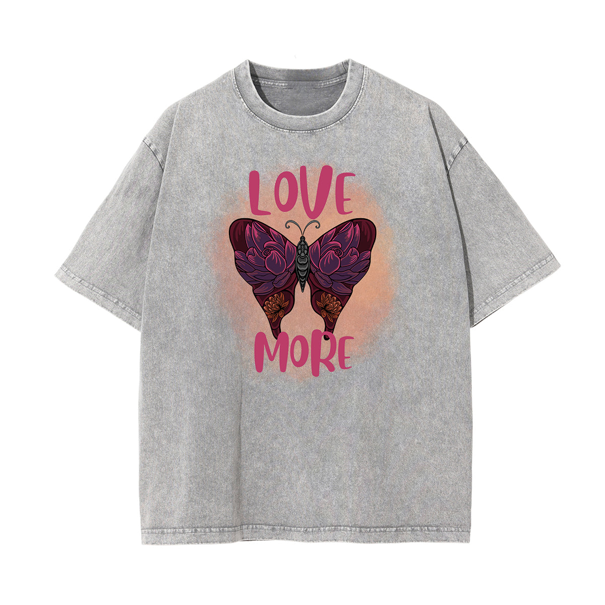Camiseta con estampado de mariposa descolorida y lavada