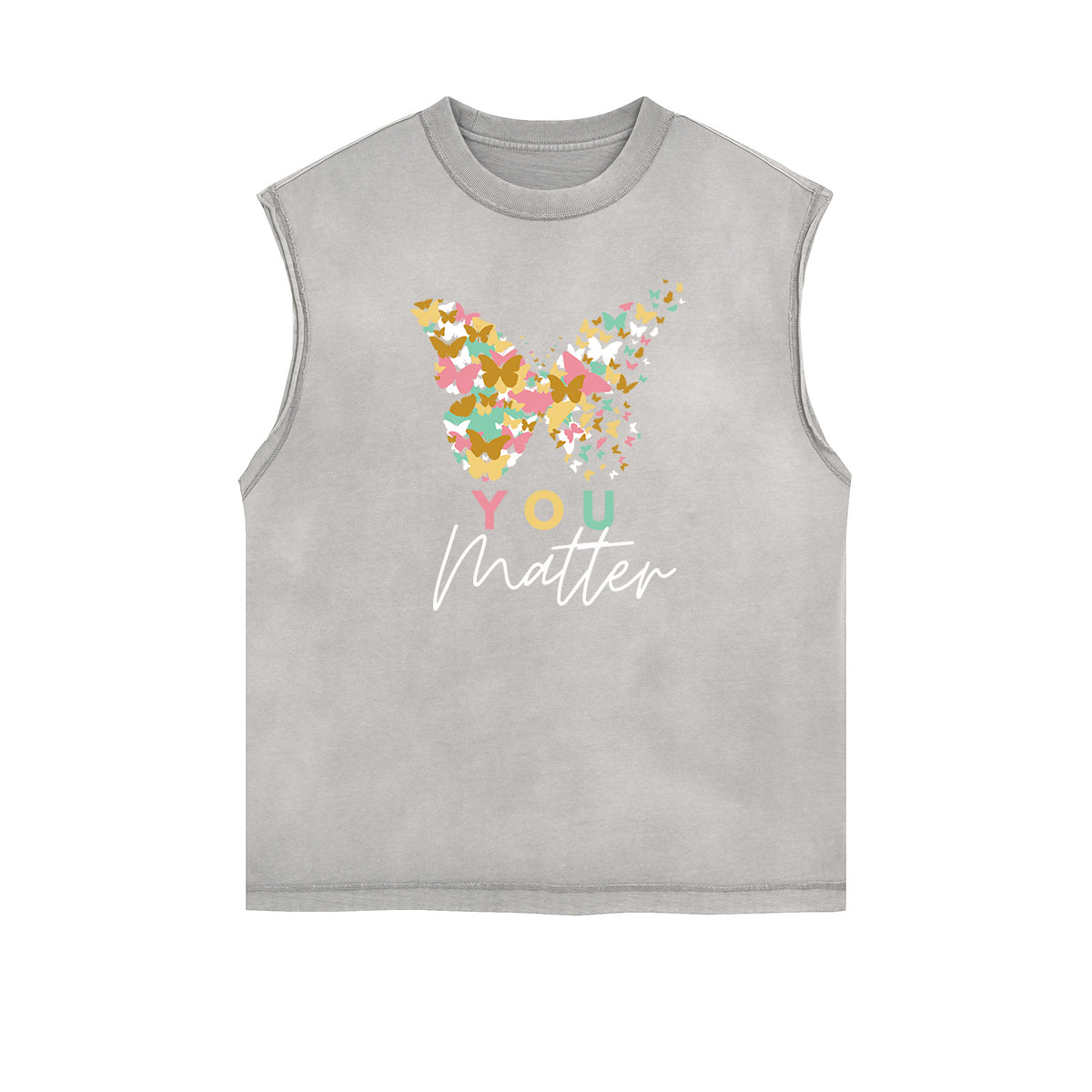 Sleeveless Faded Butterfly Pattern Tee