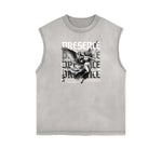 Sleeveless Angel Statue Graphic T Shirt