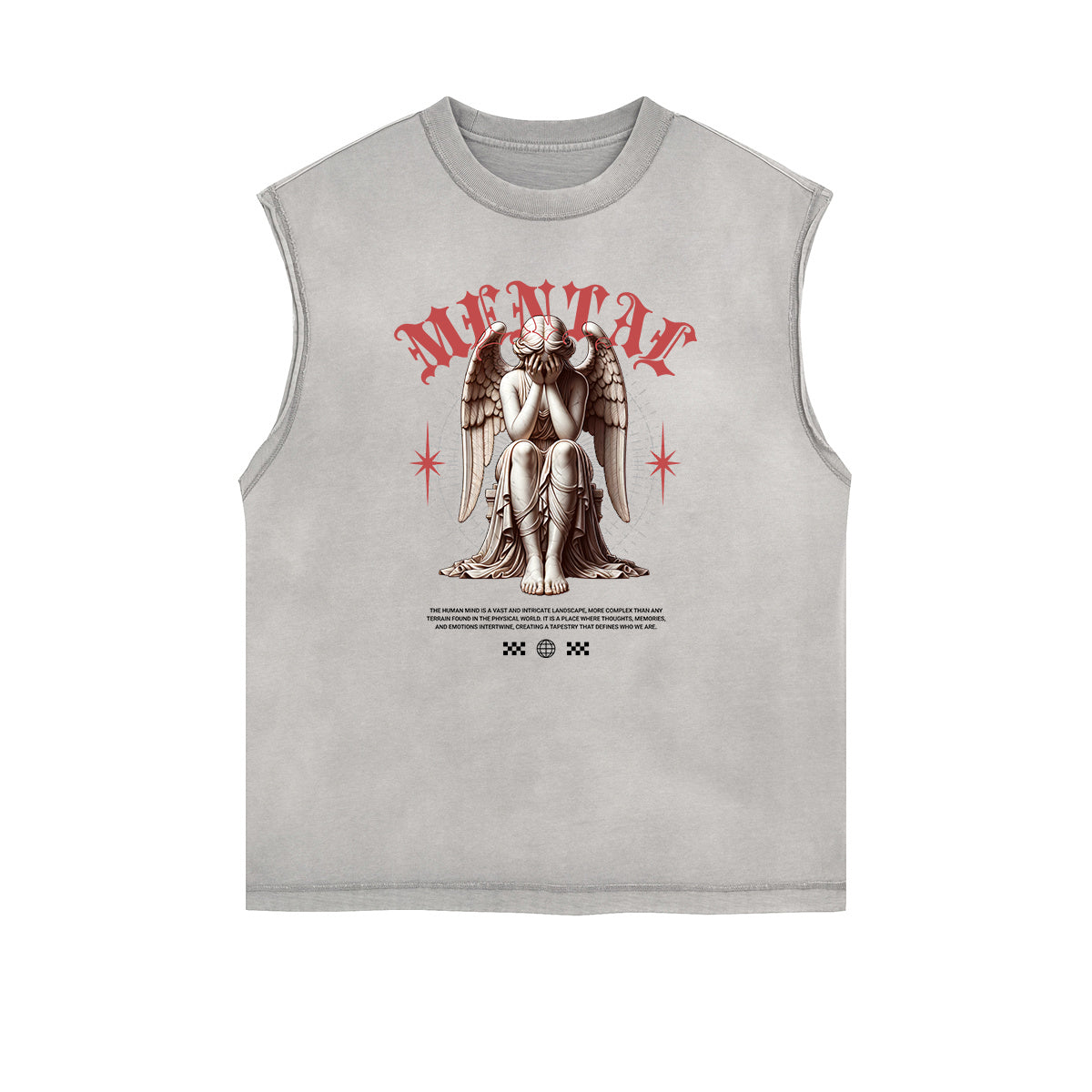 Sleeveless Angel Statue Graphic T Shirt
