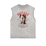 Sleeveless Angel Statue Graphic T Shirt