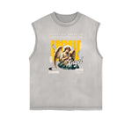 Sleeveless Angel Statue Graphic T Shirt