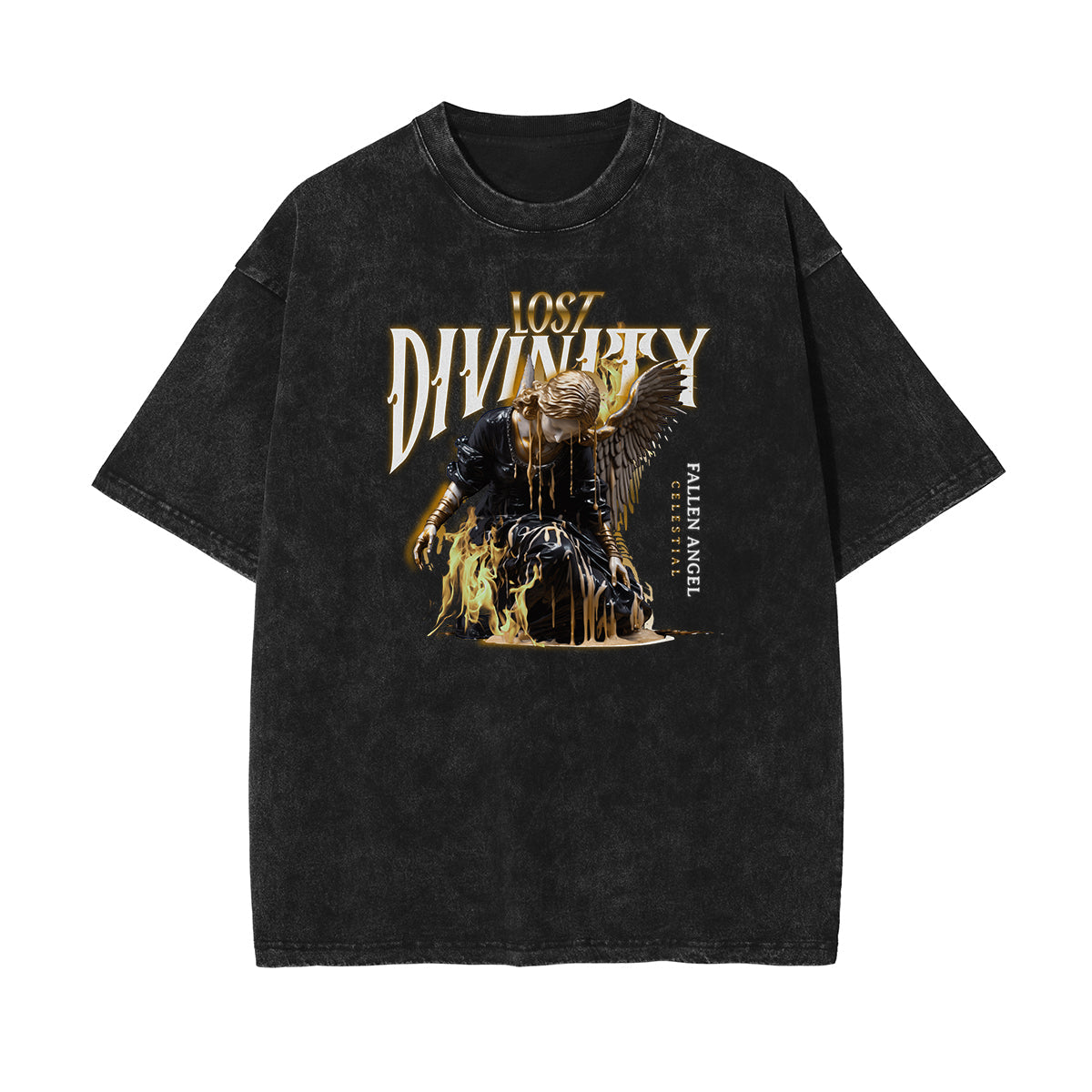 Washed Angel Statue Graphic T Shirt