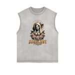 Sleeveless Angel Statue Graphic T Shirt