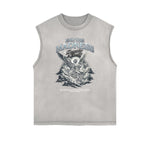Sleeveless Angel Statue Graphic T Shirt