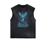 Sleeveless Distressed Angel Streetwear Graphic Tee