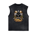 Sleeveless Frayed Edge Gangsta Pattern Tee