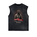 Sleeveless Frayed Edge Gangsta Pattern Tee