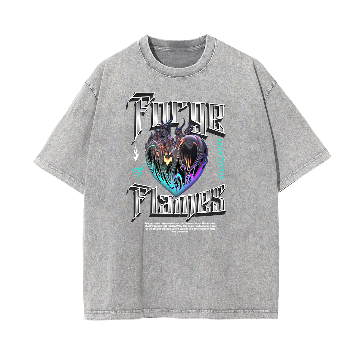 Faded Chrome Y2K Streetwear Pattern Tee