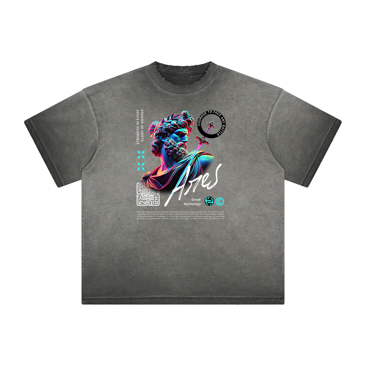 Distressed Vanquisher Neon Y2K Pattern Tee