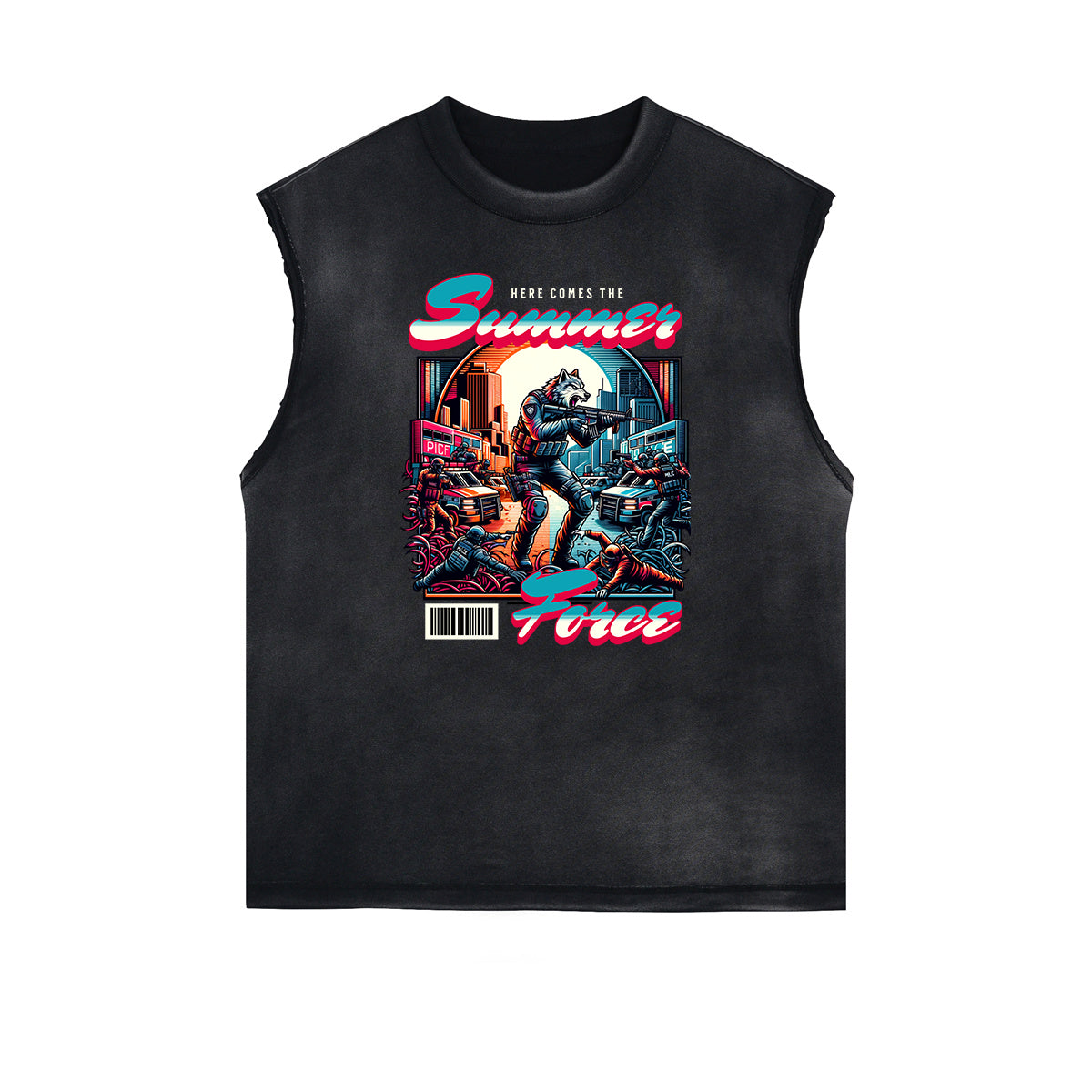 Faded Frayed Illustration Art Graphic Muscle Tank