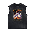 Faded Frayed Illustration Art Graphic Muscle Tank