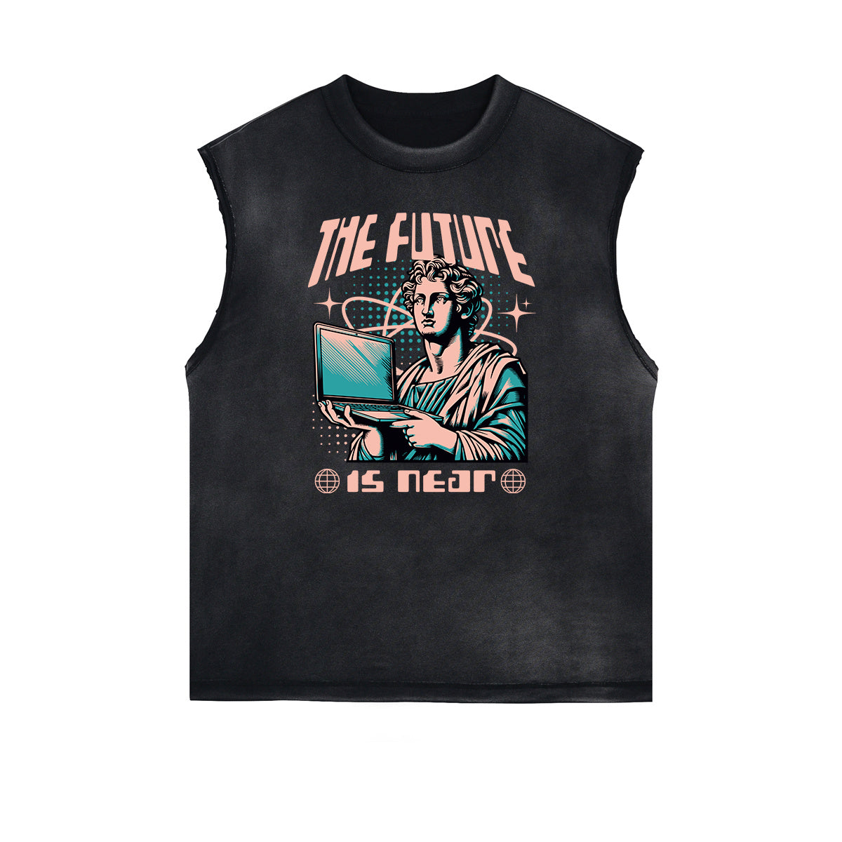 Faded Frayed Illustration Art Graphic Muscle Tank
