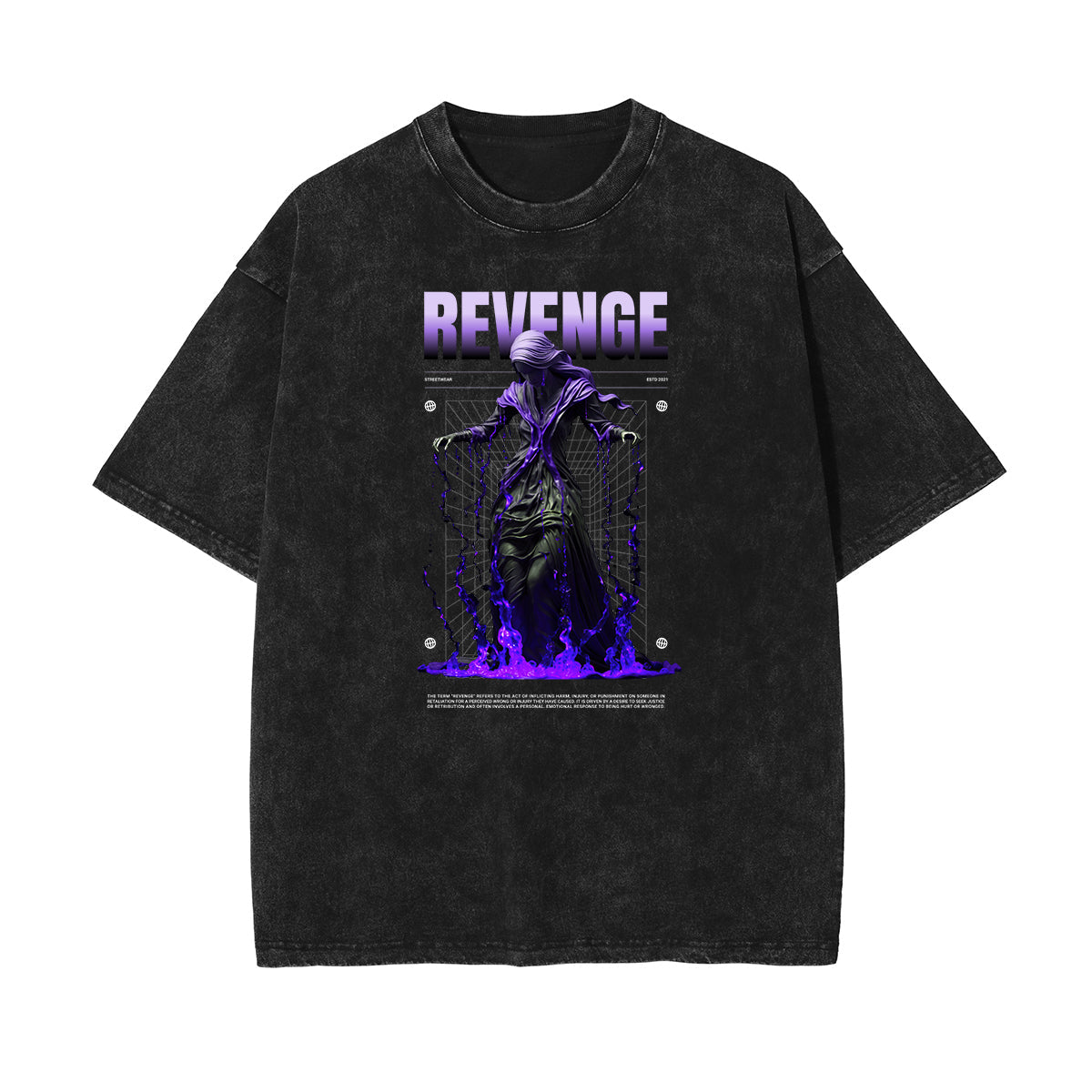 Celestial & Angel Statue Pattern Black Tee