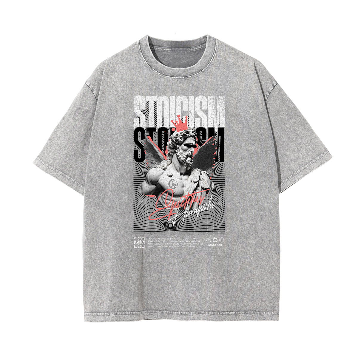 Camiseta con estampado Zeus y lavado vintage