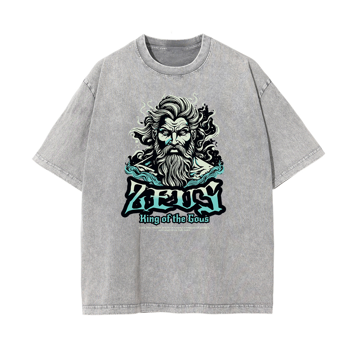 Camiseta con estampado Zeus y lavado vintage