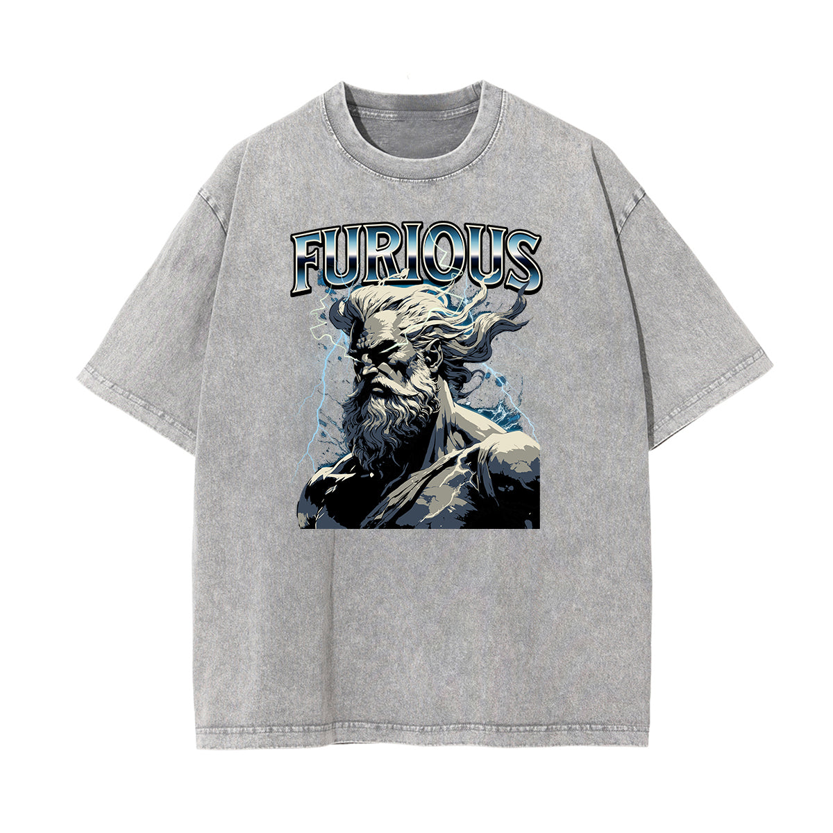 Camiseta con estampado Zeus y lavado vintage