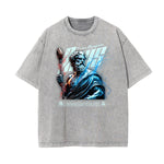 Camiseta con estampado Zeus y lavado vintage