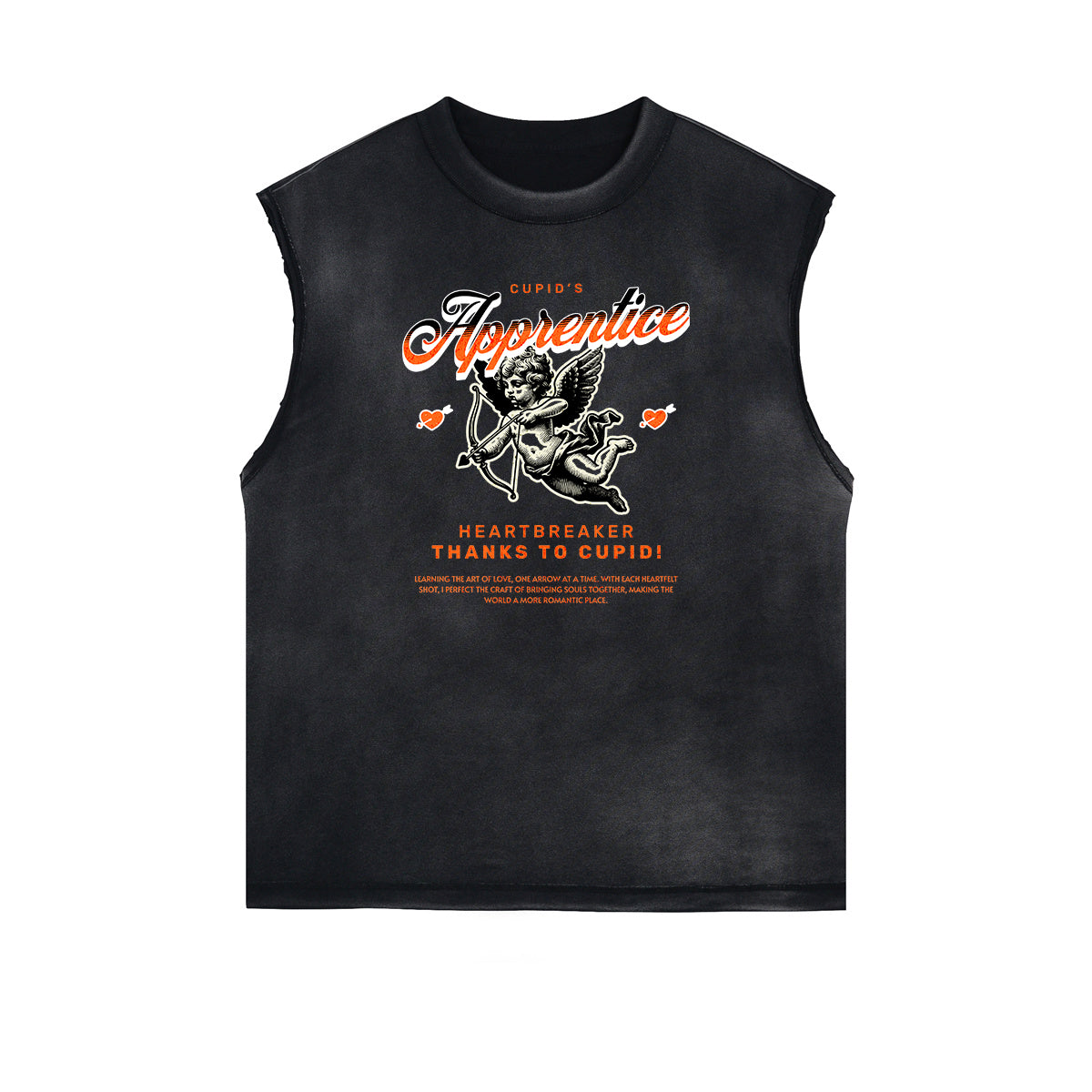 Stone Wash Cupid Angel Graphic Sleeveless Tee