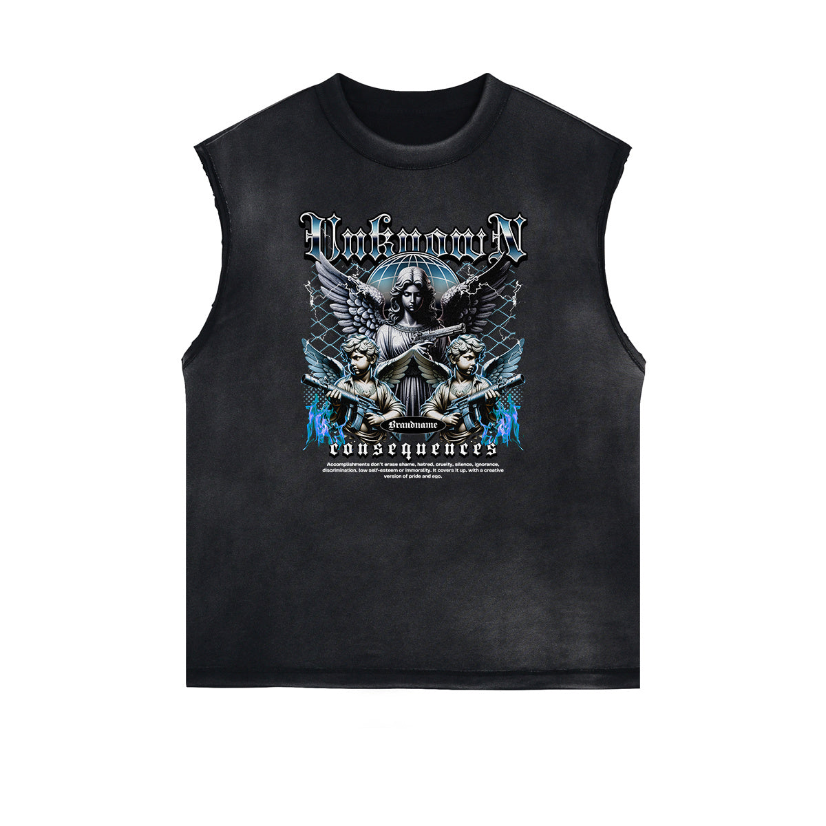 Stone Wash Cupid Sniper Streetwear Tank Top