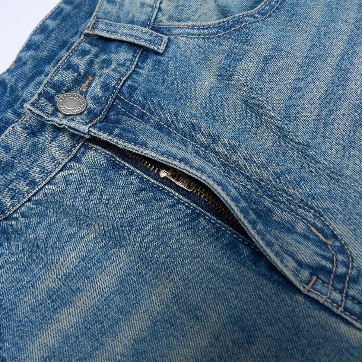 Vintage Light Wash Wide Leg High Rise Jeans