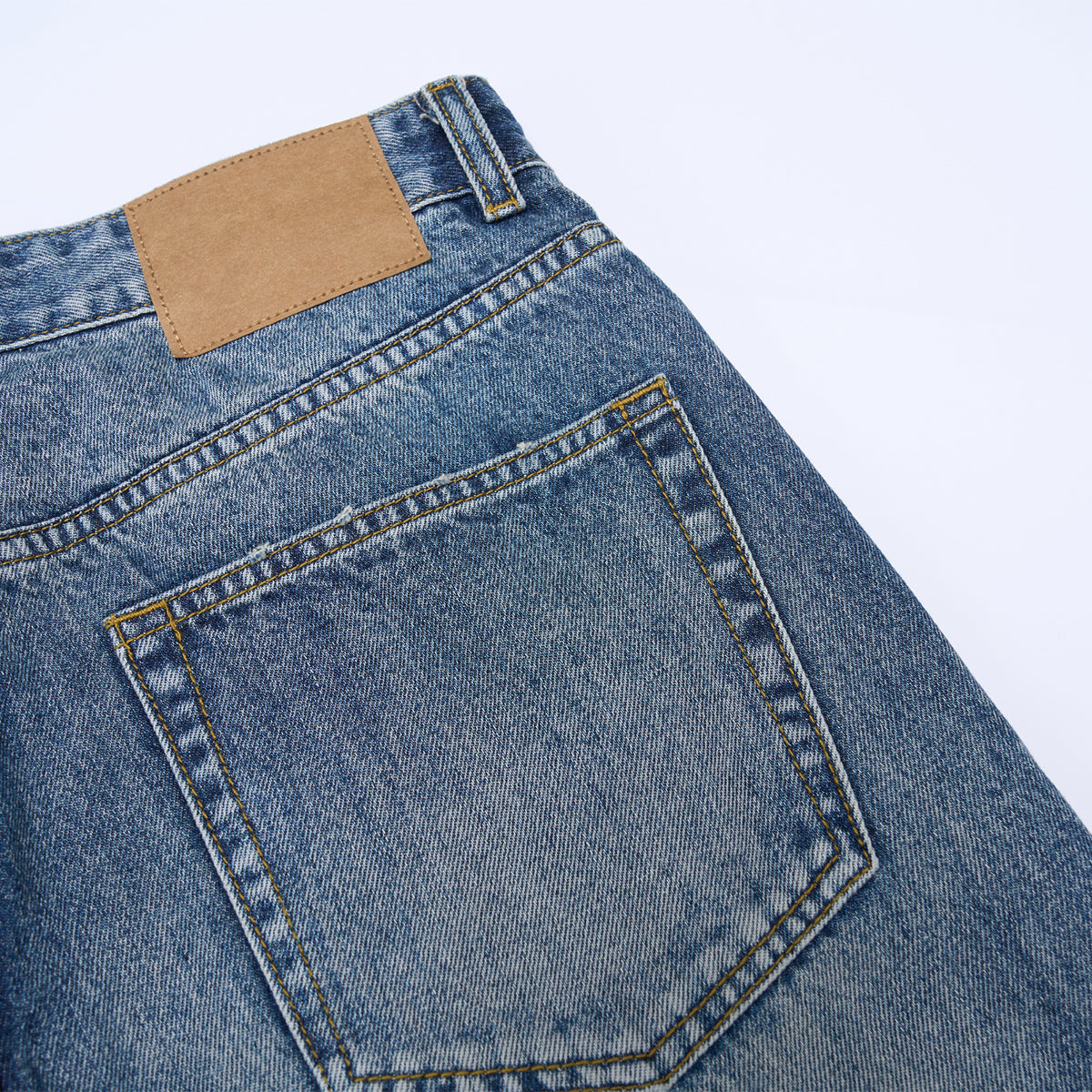 Distressed Hem Light Wash Wide Leg High Rise Jeans