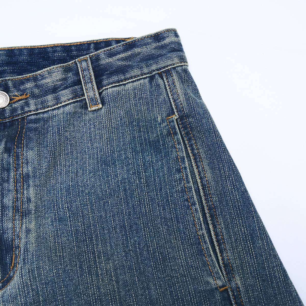 Vintage Contrast Fade Dark Wash Curved Wide Leg Jeans