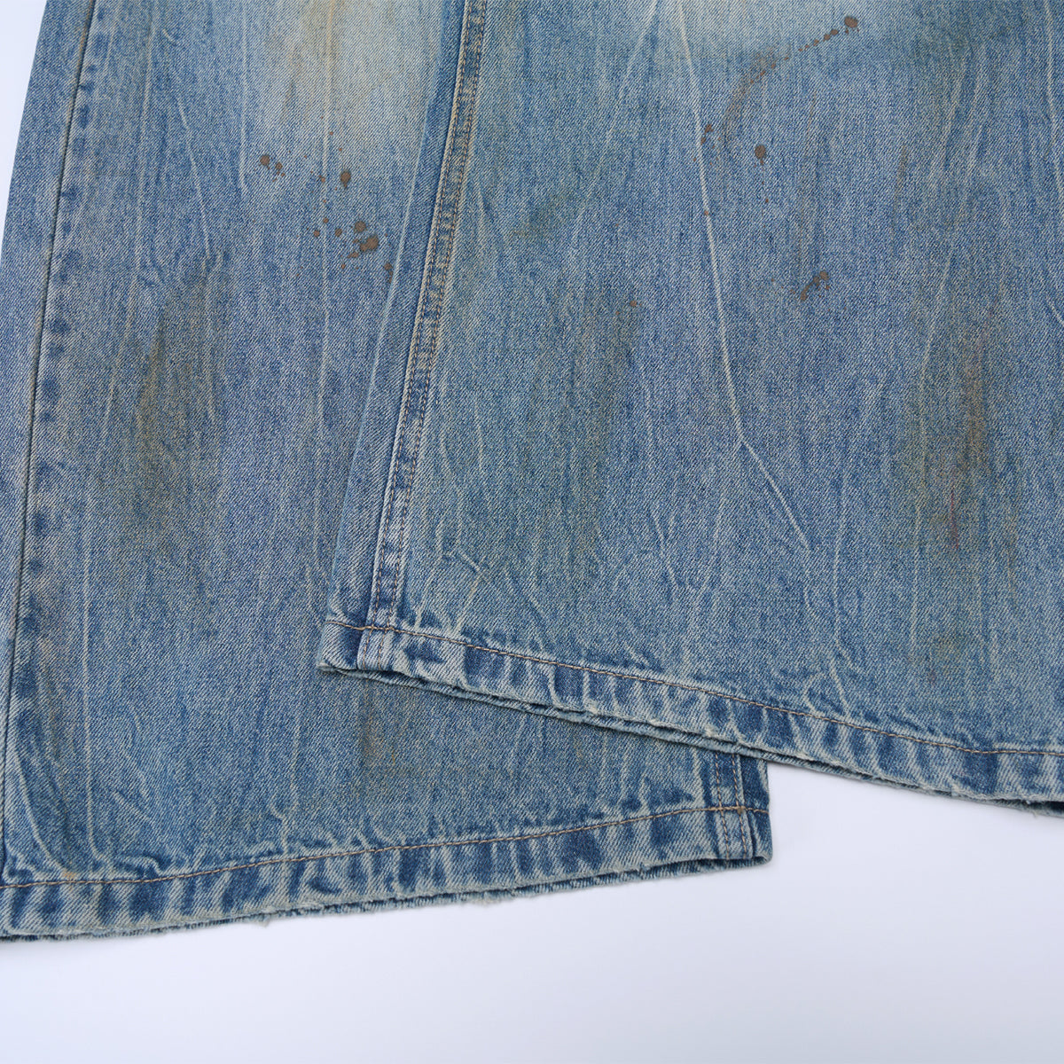 Light Blue Distressed Wide Leg Denim Jeans