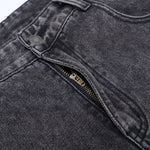 Charcoal Grey Wide-Leg Vintage Washed Jeans